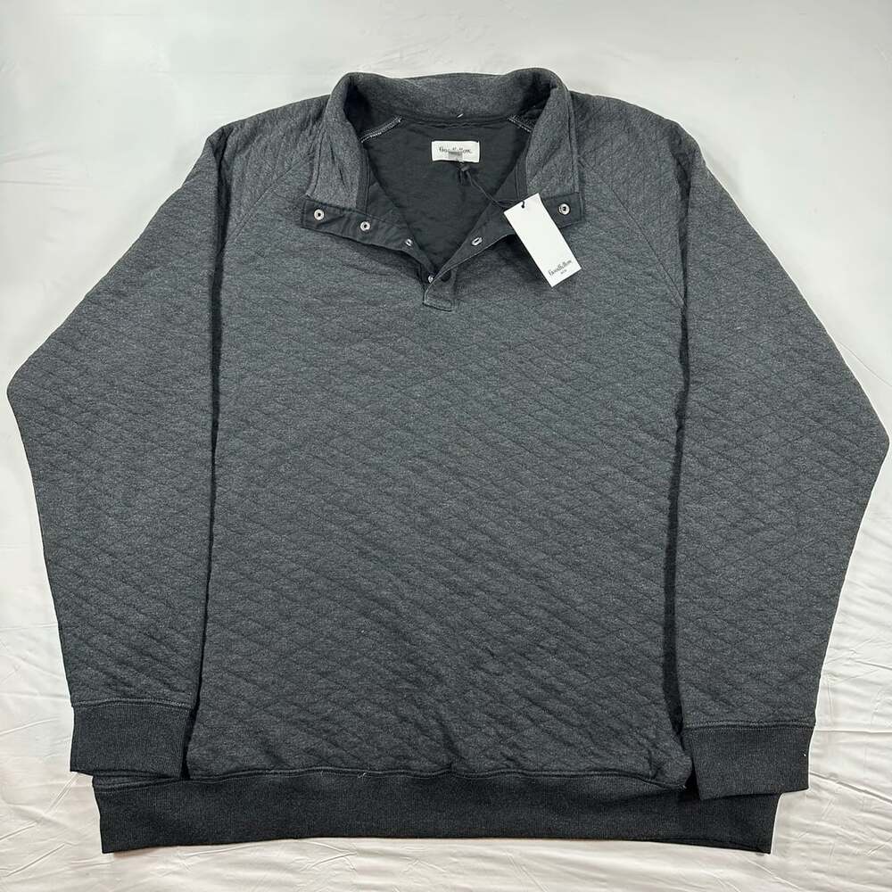 Goodfellow & Co Quilted Snap Pullover Charcoal Gray Sweatshirt